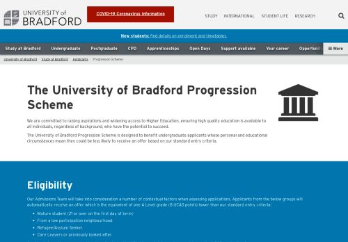 Progression Scheme - Applicants - University of Bradford