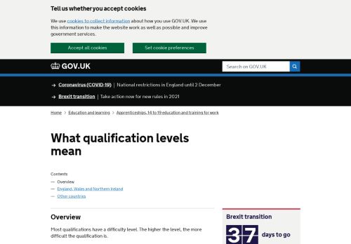       What qualification levels mean - GOV.UK  