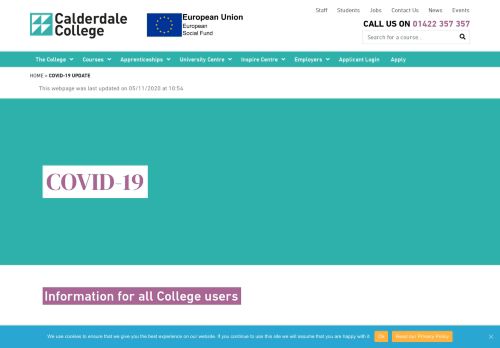 COVID-19 Update | Calderdale College