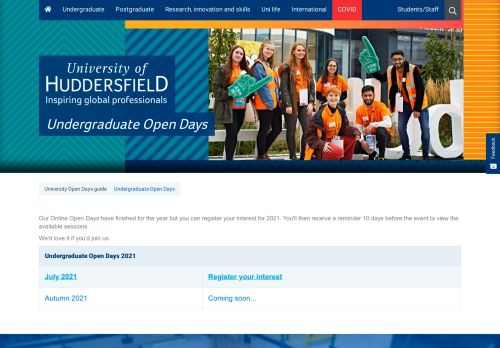 Undergraduate Open Days - University of Huddersfield