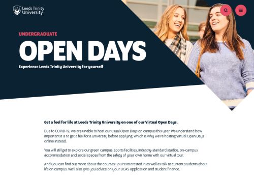 Open Days - Undergraduate - Study - Leeds Trinity University