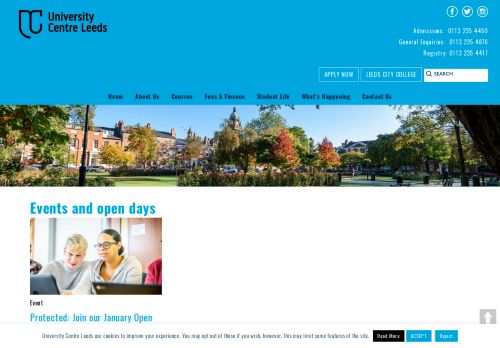 Events, webinars and open days at University Centre Leeds