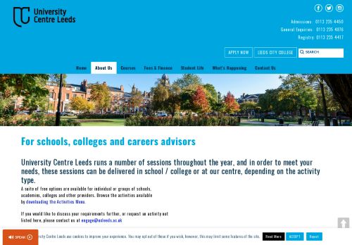 For schools, colleges and careers advisors - University Centre Leeds