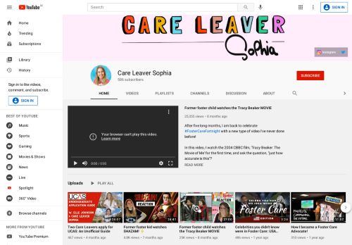 Care Leaver Sophia - YouTube