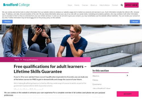 Free qualifications for adult learners