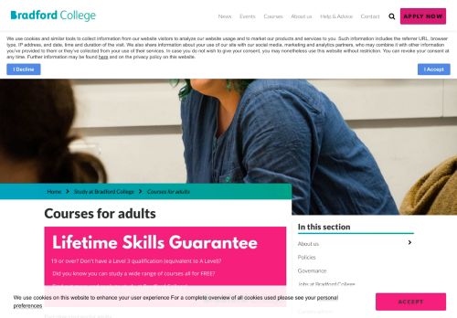 Courses for adults at Bradford College